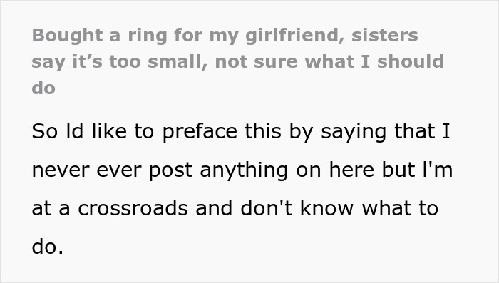 Man considering proposing with a small ring while sisters express doubts about the size and offer advice. Man considering proposing with a small ring while sisters express doubts about the size and offer advice.