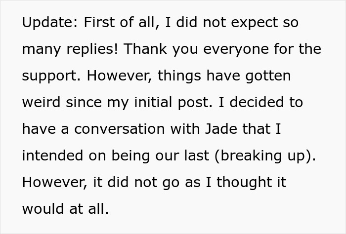 Text update about woman furious her partner won't rename cat, sharing conversation and unexpected breakup outcome. - 50