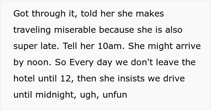Text message describing travel difficulties due to wife's quirks making traveling difficult and causing frustration in marriage. - 6