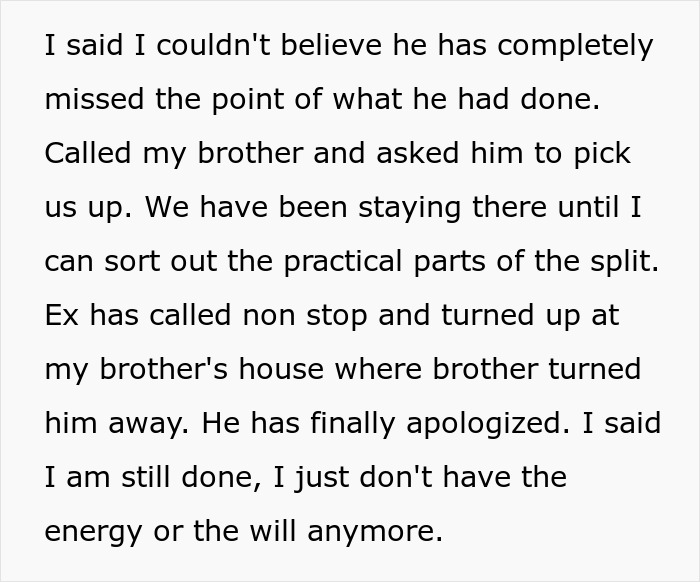 Text excerpt about a man canceling his girlfriend’s plans to go on a cycle trip instead of watching his daughter. Text excerpt about a man canceling his girlfriend’s plans to go on a cycle trip instead of watching his daughter.