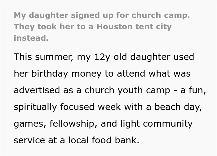 12-year-old daughter enjoying church camp activities in Houston with games, fellowship, and community service.