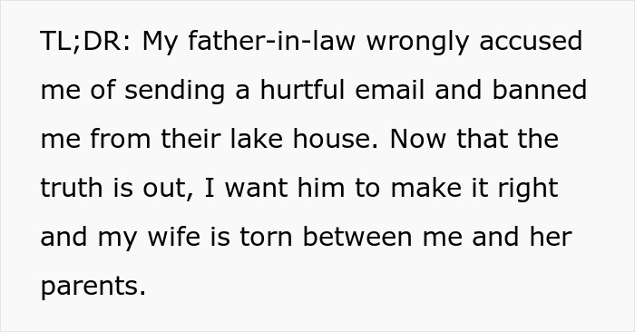 Text excerpt about false accusation involving wife and father-in-law causing family conflict and hurt feelings.