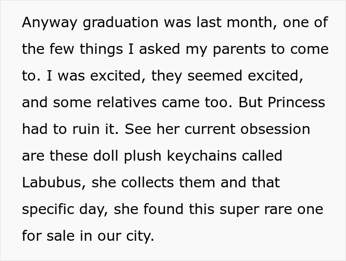 Text about adopted daughter&rsquo;s graduation and parents&rsquo; favoritism affecting her decision to move out after graduation.