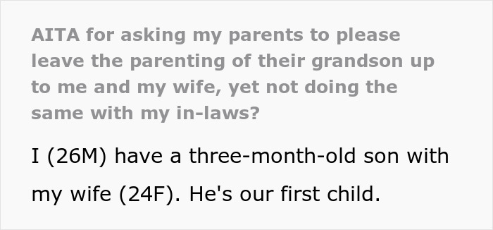 Mom can't believe son lets in-laws help with baby while restricting her involvement due to being overprotective.