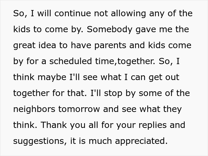 Man explains banning children from his property due to entitled parent and plans scheduled visits with parents and kids. - 11