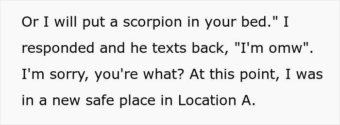 Text excerpt showing a woman rethinking her relationship after one red-flag argument with boyfriend and fearing for her life.