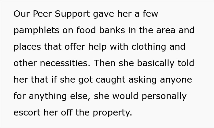 Pamphlets on food banks and assistance offered to grifter neighbor accused of starving her baby after money refusal.