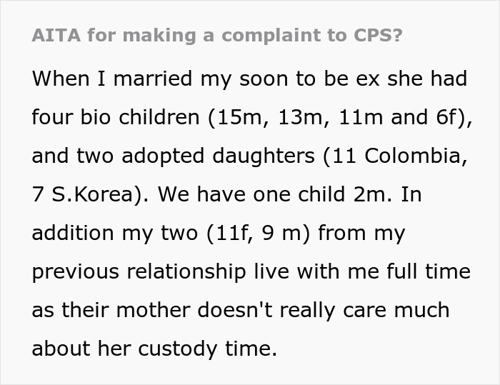 Custody conflict with mom of 6 involving two adopted kids leads to ex calling CPS during divorce proceedings.