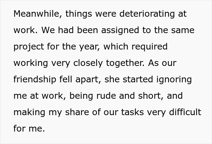 Text describing workplace tension as a best friend sabotage relationship impacts collaboration and task sharing.