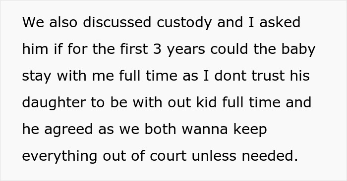Text excerpt about custody concerns and distrust involving a teen forging texts to sabotage dad&rsquo;s relationship with pregnant fianc&eacute;e.