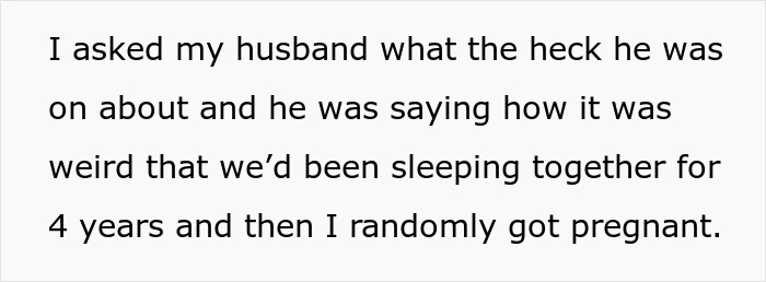 Text of husband joking about wife and baby, reflecting on sleeping together for years before pregnancy with a reality check reply.