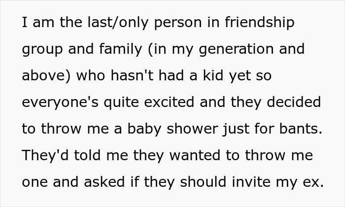 Text post about a man’s baby shower with friends causing his pregnant ex to feel furious and mocked. - 3