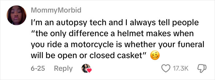 Screenshot of a social media post by an autopsy tech sharing insights on common causes of accidental deaths.