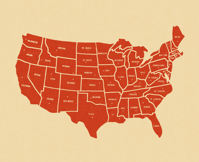 Map of the USA highlighting states relevant to average IQ in the USA 2025 showing state leaders and laggards.