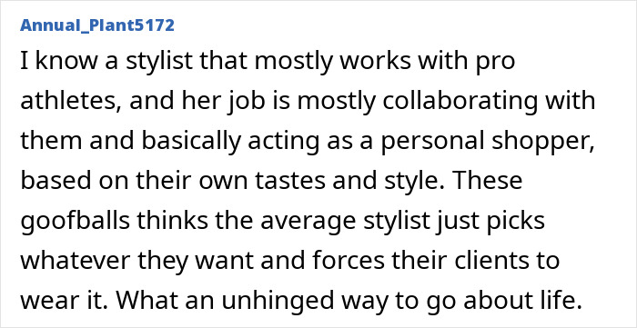 Text post discussing a stylist&rsquo;s role and mentioning Pedro Pascal cutting ties with stylist after her Twitter rants at fans.