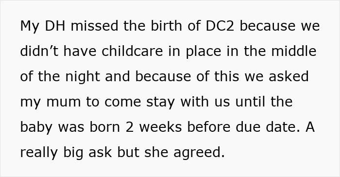 Text excerpt about childcare struggles and a grandmother agreeing to help before baby’s early arrival. - 11