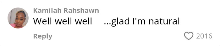 User comment on social media by Kamilah Rahshawn expressing contentment with being natural amidst BBL smell concerns discussed by doctors.