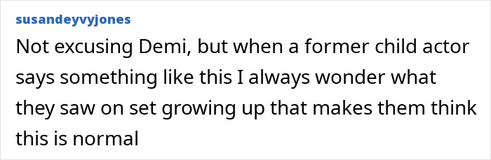 Comment on social media discussing Demi Lovato fans' reaction to her shocking X-rated act toward bodyguard in old tweet. Comment on social media discussing Demi Lovato fans' reaction to her shocking X-rated act toward bodyguard in old tweet.