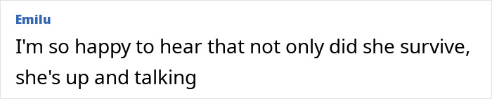 Comment expressing relief that the model with broken limbs and spine found on Dubai roadside is up and talking. - 6
