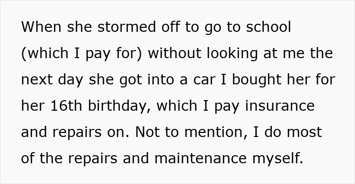 Text post about a father frustrated with his daughter’s demands related to generational trauma and family conflicts. - 17