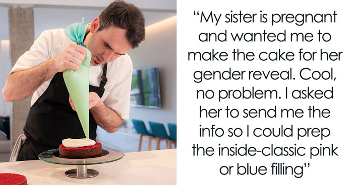 Guests Shocked After Guy Bakes Perfectly Gray Gender Reveal Cake For Pregnant Sister