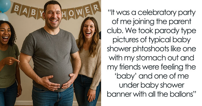 Friends Organize Baby Shower For Guy, Make Funny Pics, Pregnant Ex Is Beyond Livid