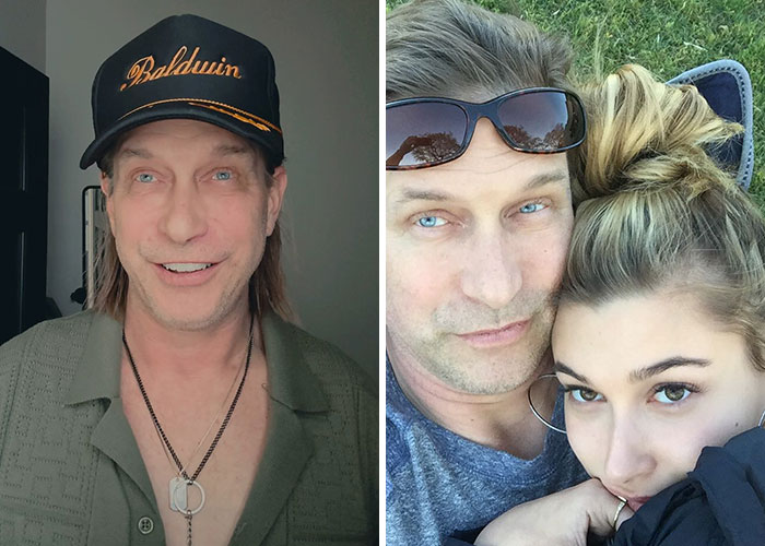 Man wearing a Baldwin hat and a selfie of a couple outdoors, referencing bedazzled tampon and Rhode Beauty accessory.