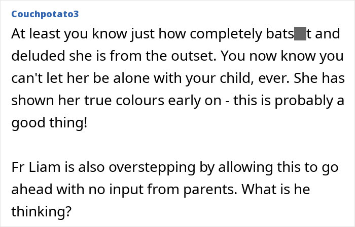 Comment discussing MIL demanding a more Christian baby name and the conflict it causes with the mom's feelings.