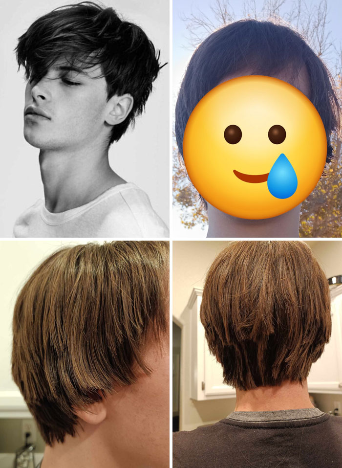 Collage showing different haircuts with mixed reactions, highlighting salon glow-up and breakdown experiences.