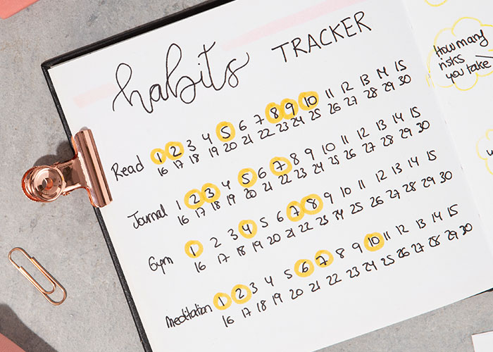 Habit tracker planner page with dates circled, illustrating life cheat codes for building productive daily habits. - 7