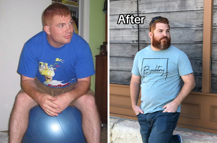 Before and after pics showing a man’s transformation after marrying a Black woman, highlighting changes in appearance and style.