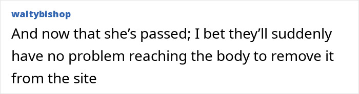 Comment text on a white background about reaching the body of a hiker abandoned inside an active volcano.