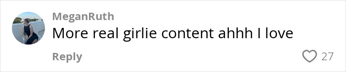 Comment on social media post praising Brooks Nader for normalizing period leaks with positive and supportive tone.