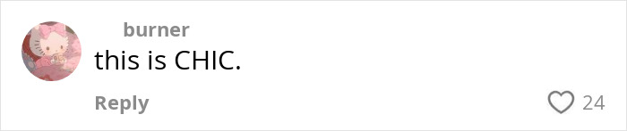 Instagram comment saying this is CHIC with 24 likes, highlighting positive user feedback on period leaks normalization.