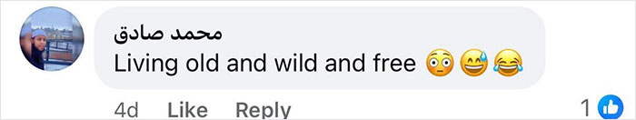 Facebook comment by user with profile picture, expressing "Living old and wild and free" with emojis.