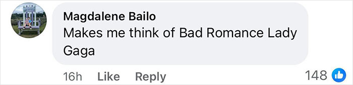 Comment on Facebook post saying "Makes me think of Bad Romance Lady Gaga" with 148 likes, related to Jenna Ortega sheer dress trend. Comment on Facebook post saying "Makes me think of Bad Romance Lady Gaga" with 148 likes, related to Jenna Ortega sheer dress trend.