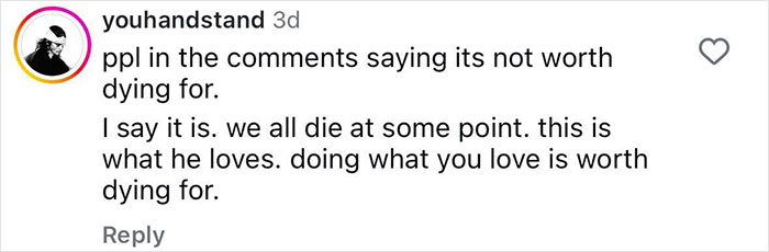 Commenters debate the 21YO daredevil seriously injuring himself attempting a record-breaking dive, discussing passion and risk.