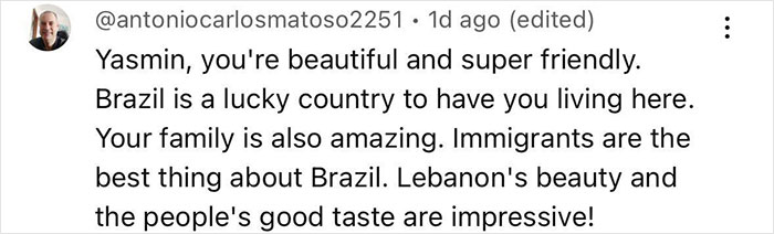 Screenshot of a heartfelt comment about family and immigrant beauty, related to a woman visiting her family home after 46 years. - 23