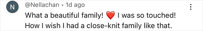 Screenshot of a social media comment expressing admiration for a beautiful, close-knit family made me cry moment. - 26