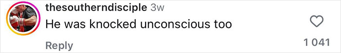 Screenshot of an Instagram comment stating he was knocked unconscious during a 21-year-old daredevil's record-breaking dive attempt.