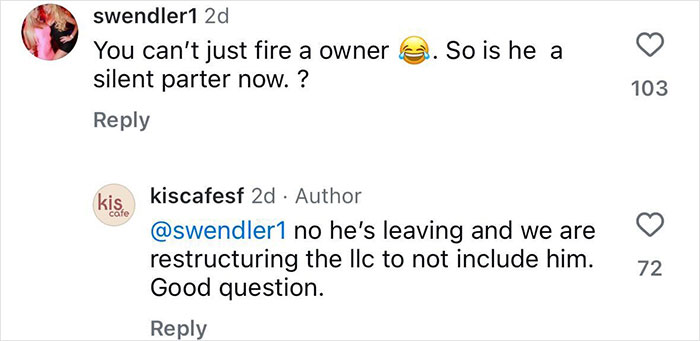 Social media comments discussing chef leaving restaurant amid micro influencer follower count controversy.