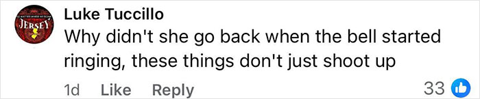Facebook comment by Luke Tuccillo questioning why the woman didn’t go back when the drawbridge bell started ringing. Facebook comment by Luke Tuccillo questioning why the woman didn’t go back when the drawbridge bell started ringing.
