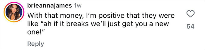 Instagram comment from brieannajames discussing Lauren Sanchez&rsquo;s 5 million dollar diamond ring as a potential accident waiting to happen.