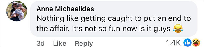 Facebook comment from Anne Michaelides reacting to a scandal involving a Coldplay HR exec and mortgage fraud. - 23