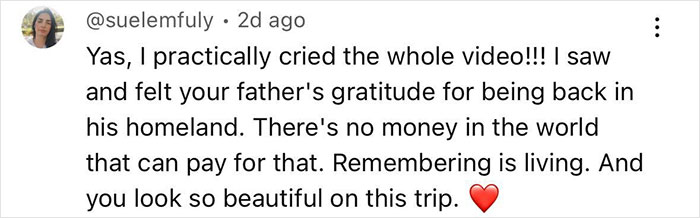 Screenshot of a tweet expressing deep emotion about a father’s gratitude and a woman’s visit to her family home after many years. - 15