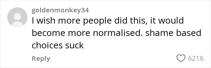 Comment from user goldenmonkey34 supporting Gen Z woman who stopped shaving, advocating for normalized and shame-free choices.