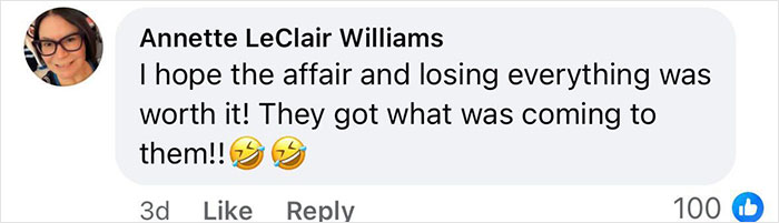 Comment from social media user Annette LeClair Williams reacting to Coldplay HR exec mortgage controversy. - 11