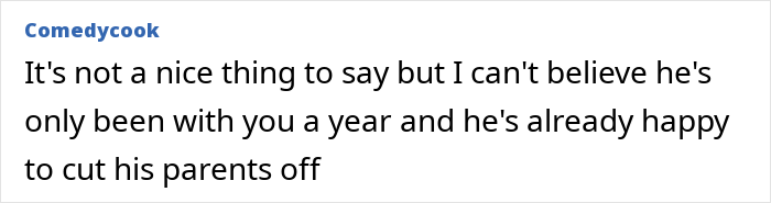 Text post showing a shocked woman overhearing boyfriend&rsquo;s parents talking about her, deciding not to see them again.