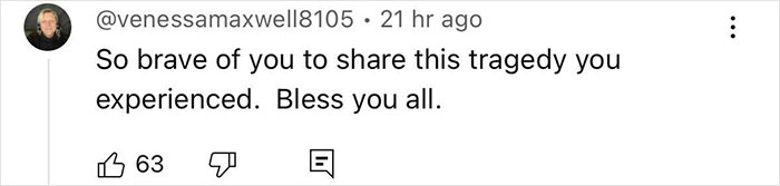 Comment from user venessamaxwell8105 expressing sympathy for a tragedy experienced by Camp Mystic counselor involving last surviving kids returned to parents.
