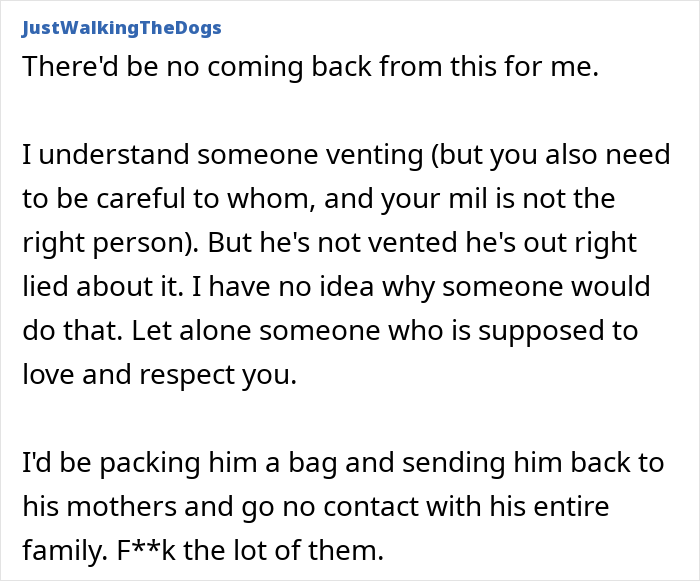 Text conversation screenshot showing a woman discovering her husband texted his mother, revealing lies and betrayal.